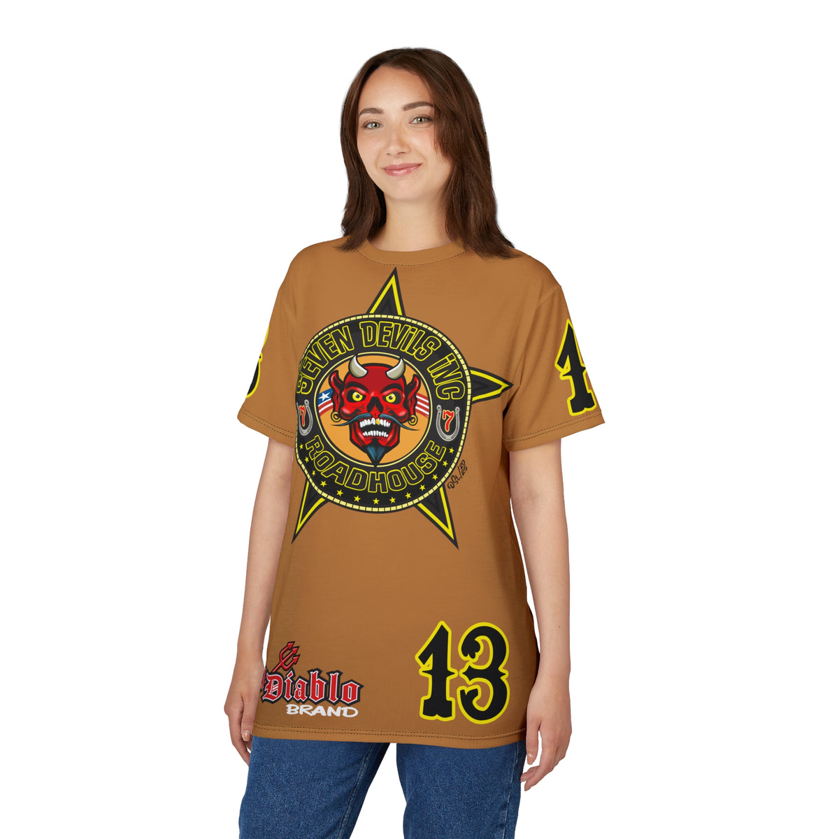 Seven Devils Inc. Roadhouse Black on Black Super Tee — Extreme Edgy Graphics - Bad Attitude Custom Biker Riding Gear