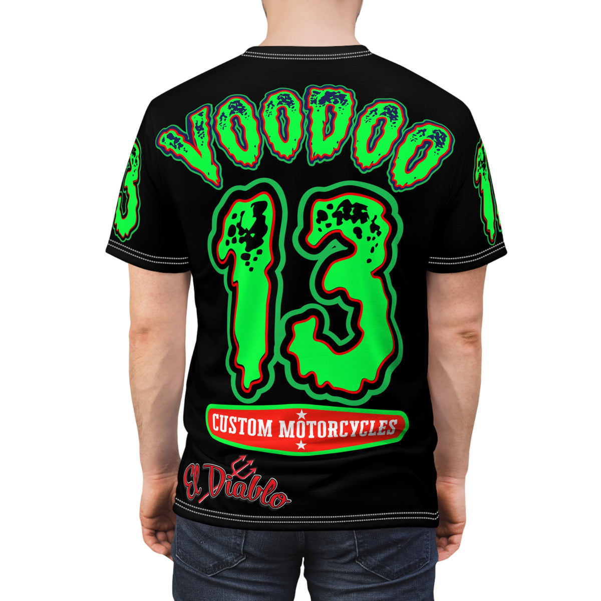 Voodoo Lucky 13 Motorcycle HiViz Super Tee, Unique Graphic Tee, Custom Riding Apparel