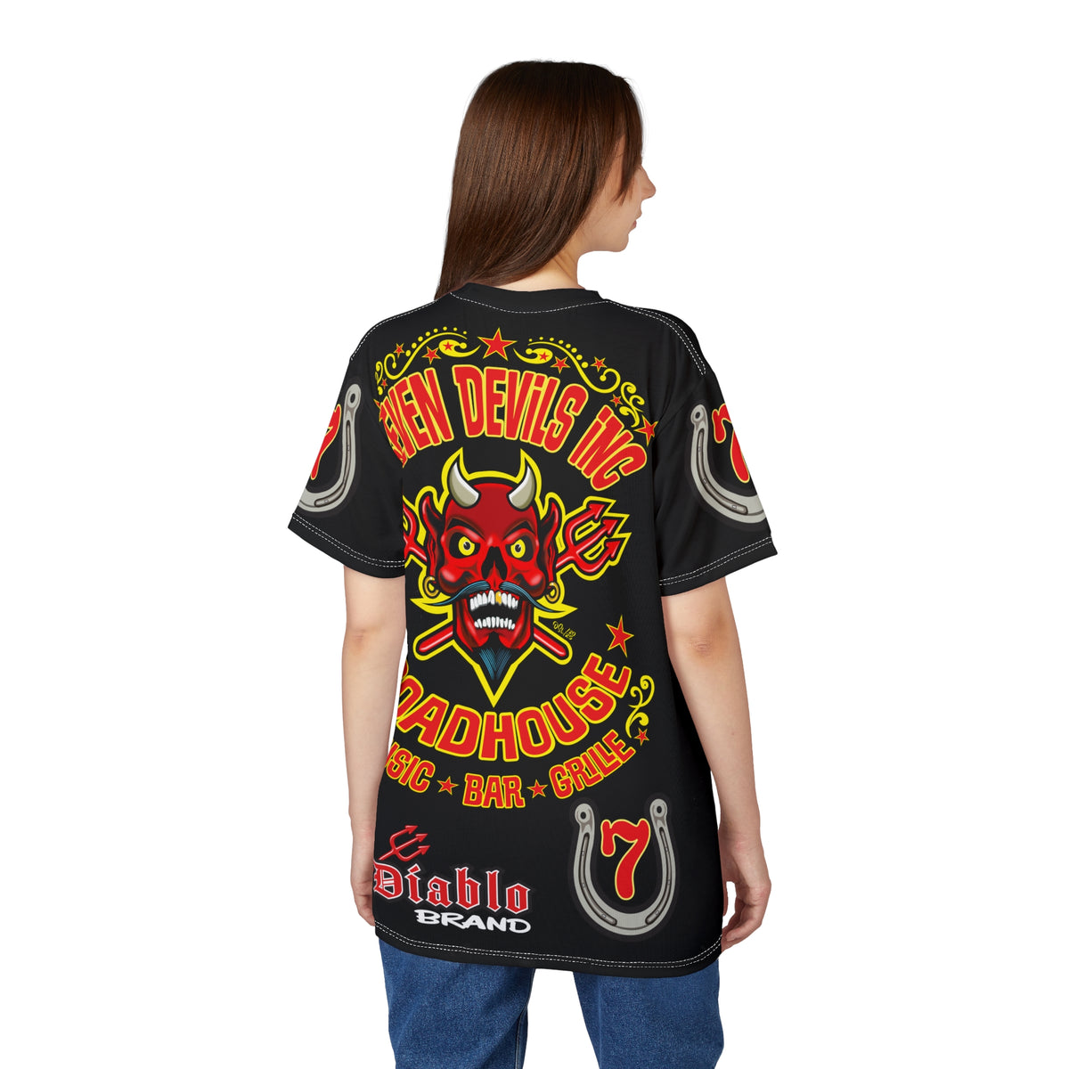 Seven Devils Road House (LIMITED EDITION) Custom Super Riding Tee - Retro Devil Style Graphic Style