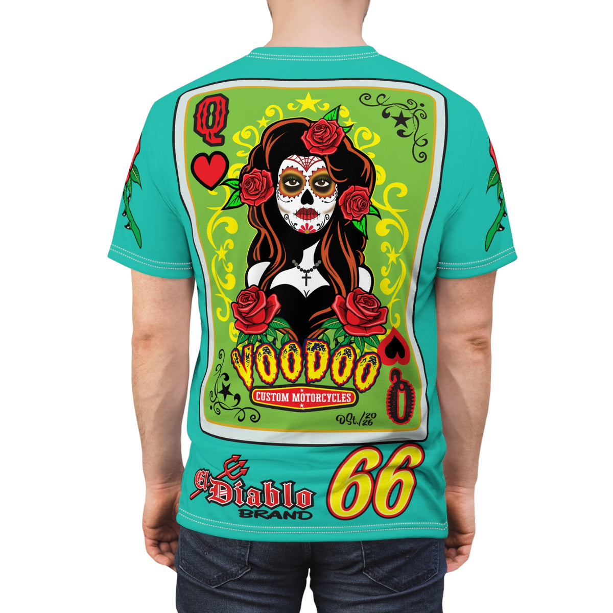 Copy of Voodoo Custom Motorcycles Tee — Queen of Hearts  Graphic Riding Super Tee
