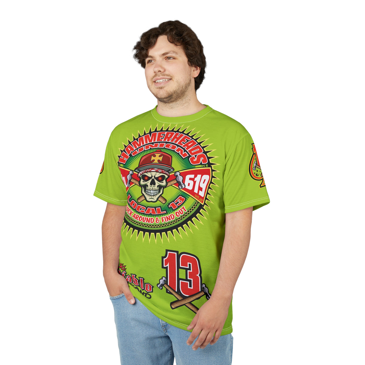 VERY Special Hammerheads Union Local 13 -  Custom HiViz Motorcycle Riding Tee Shirt _ Super Comfort and Fit