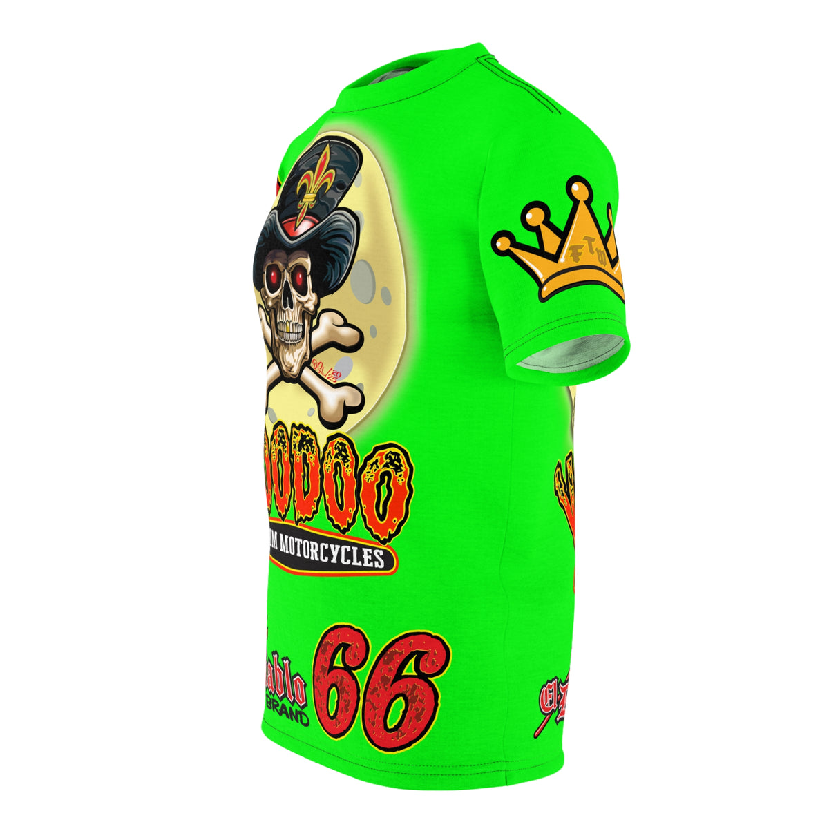 Very Special VooDoo Custom Motorcycles HiViZ  Route 66 Unisex Super Tee - High Performance Riding Gear