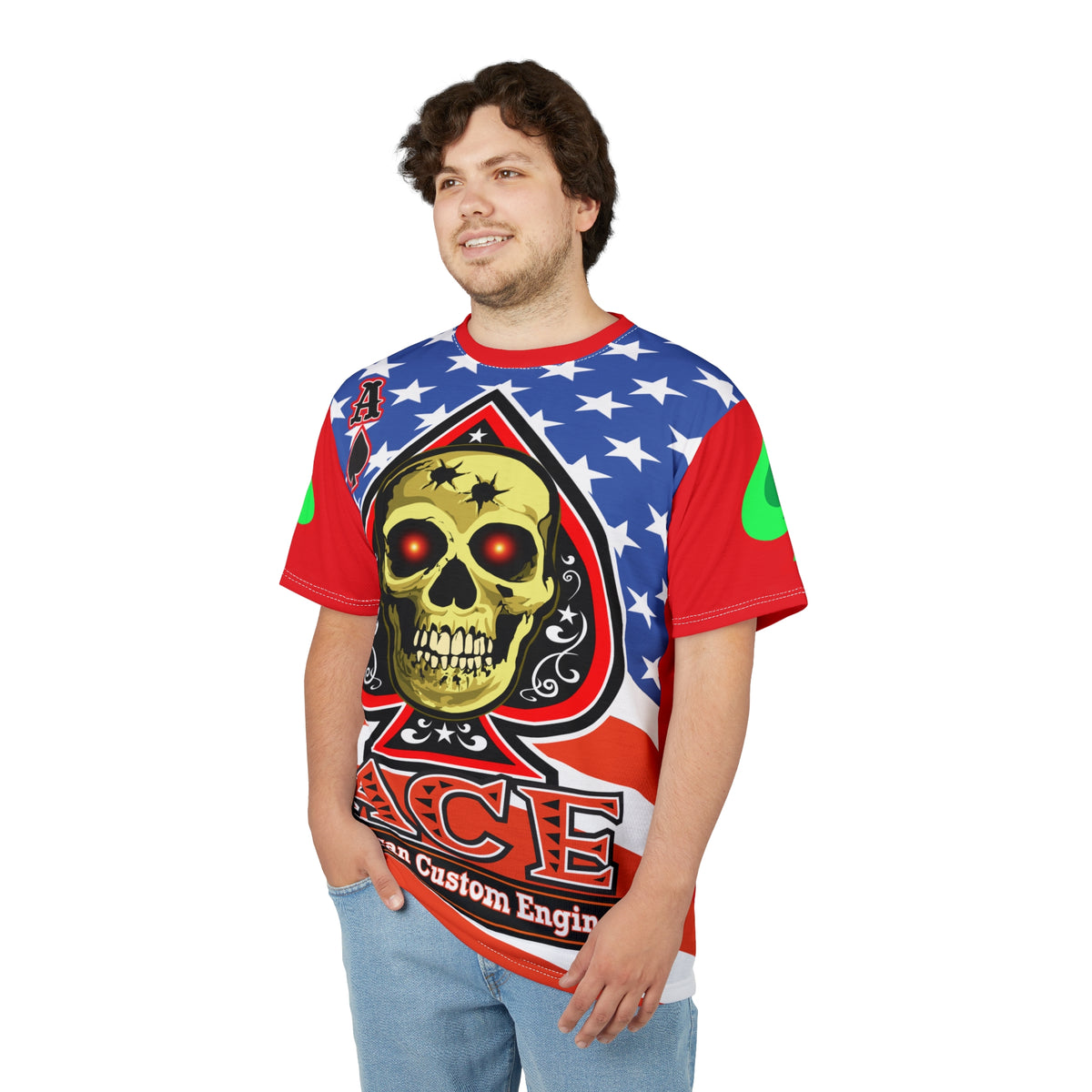 American Custom Engines ACE Americana Cut - Special Lumina Green  Ace of Spades Death Card High visibility Graphics
