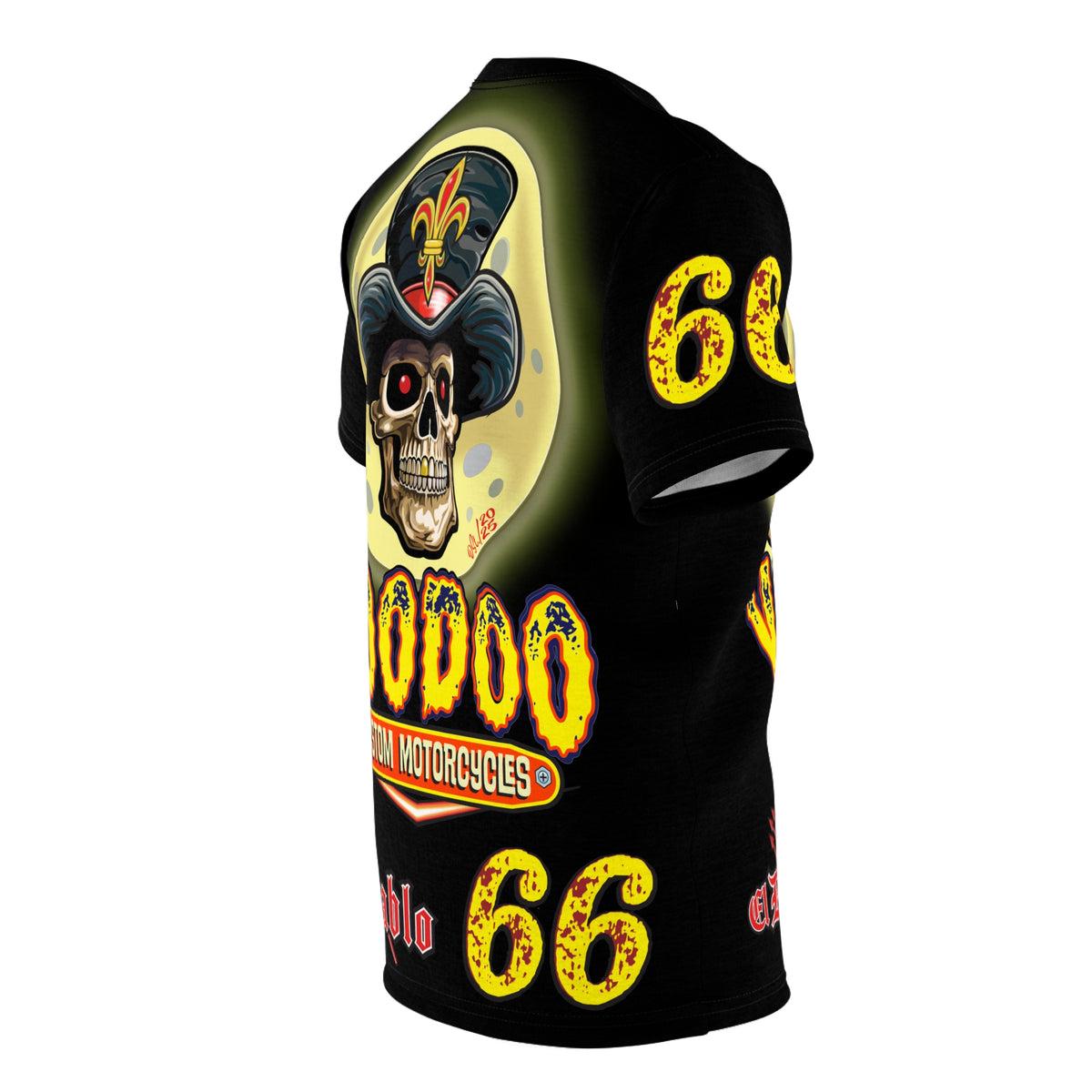 Voodoo Custom Motorcycles Black Magic HiViz Tee, Edgy Graphic Biker Shirt