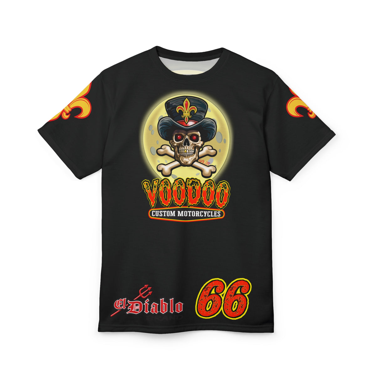 SRT  Voodoo Custom Motorcycles  Super Riding Tee - Edgy Skull Design for Bikers