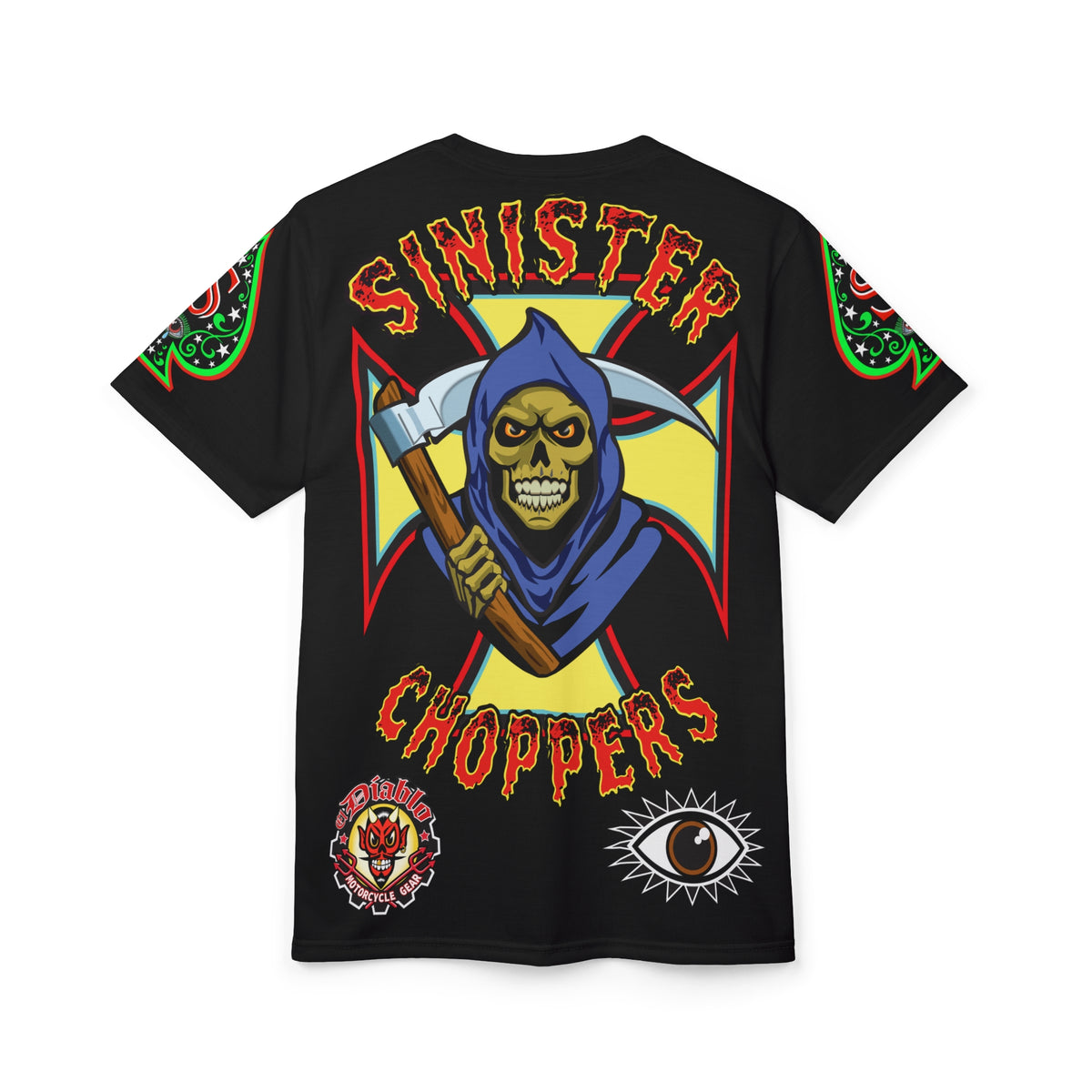 SRT Sinister Choppers Reaper Super Tee - Gothic Graphic T-Shirt for Motorcycle Riders