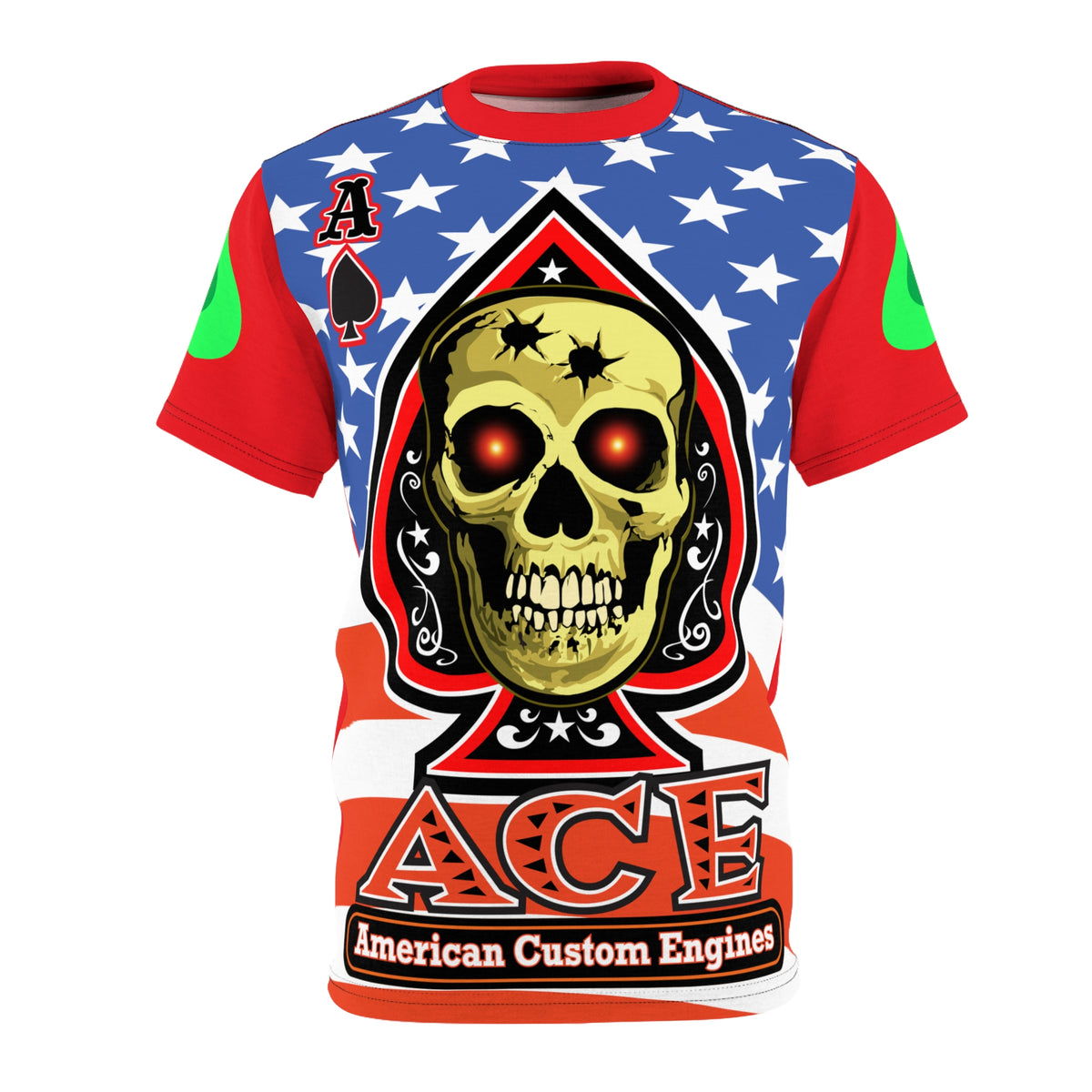 American Custom Engines ACE Americana Cut - Special Lumina Green  Ace of Spades Death Card High visibility Graphics