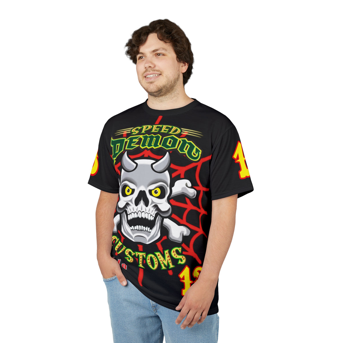 Speed Demon Big Web HiViz Custom Motorcycle Riding Super Tee