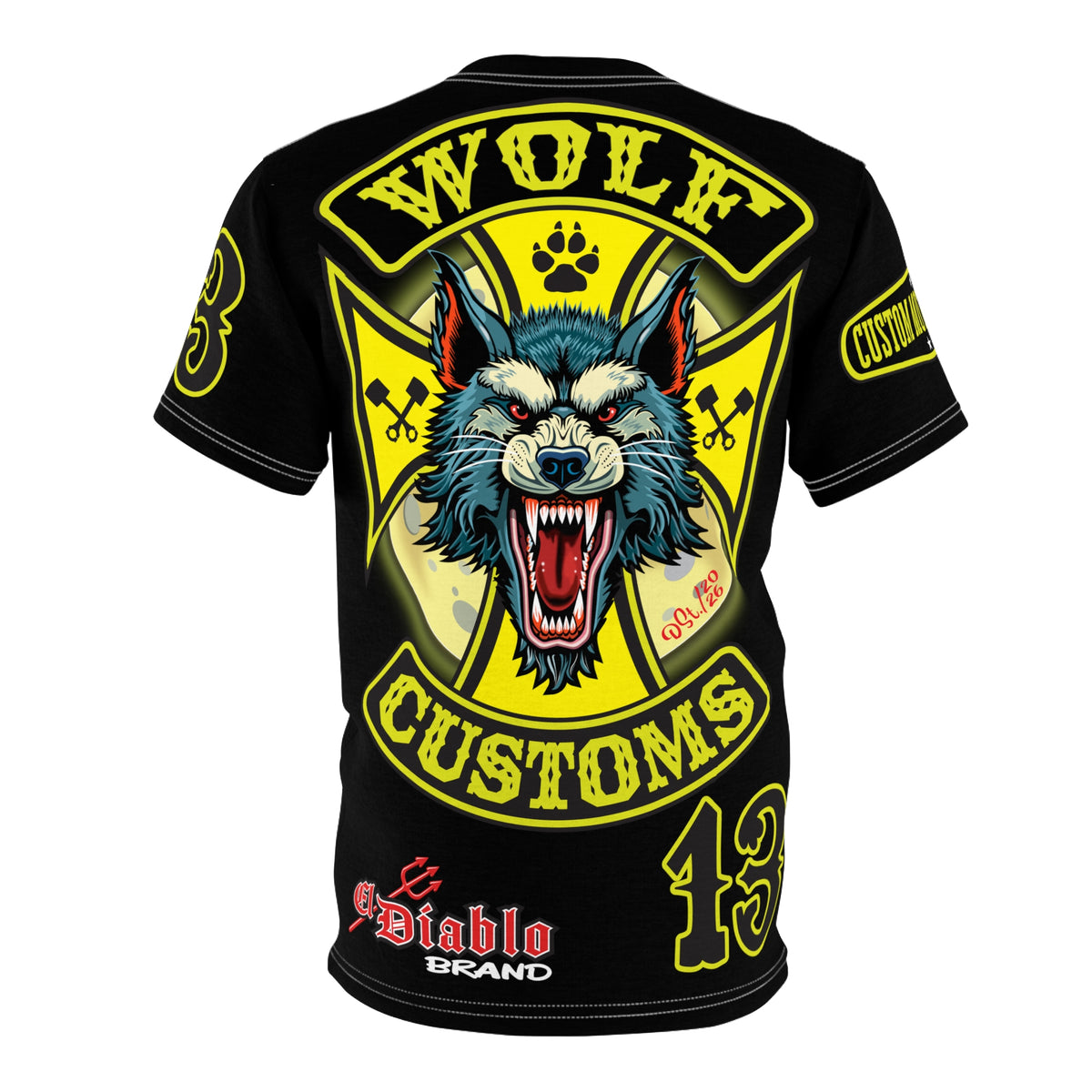 MWT Wolf Customs with HiViz Graphics Super Tee — Retro Motorcycle Club Shirt, The Best Biker Riding Tee EVER !!!