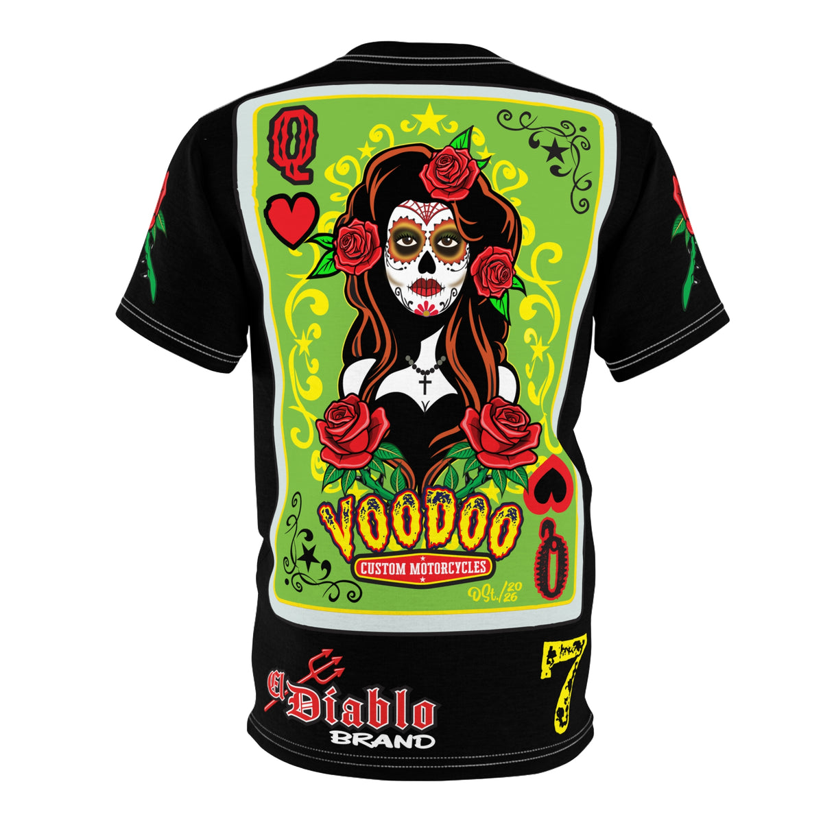 Voodoo Custom Motorcycles Tee — Queen of Hearts  Black 🖤 Riding Super Tee