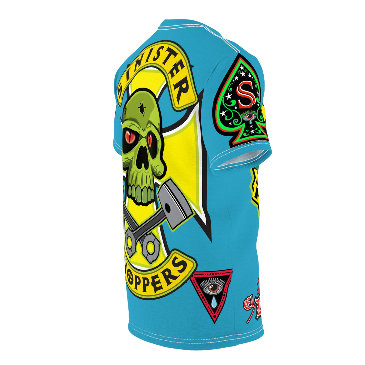 Sinister Choppers Electric Blue Spectacular Road Warrior Super Tee