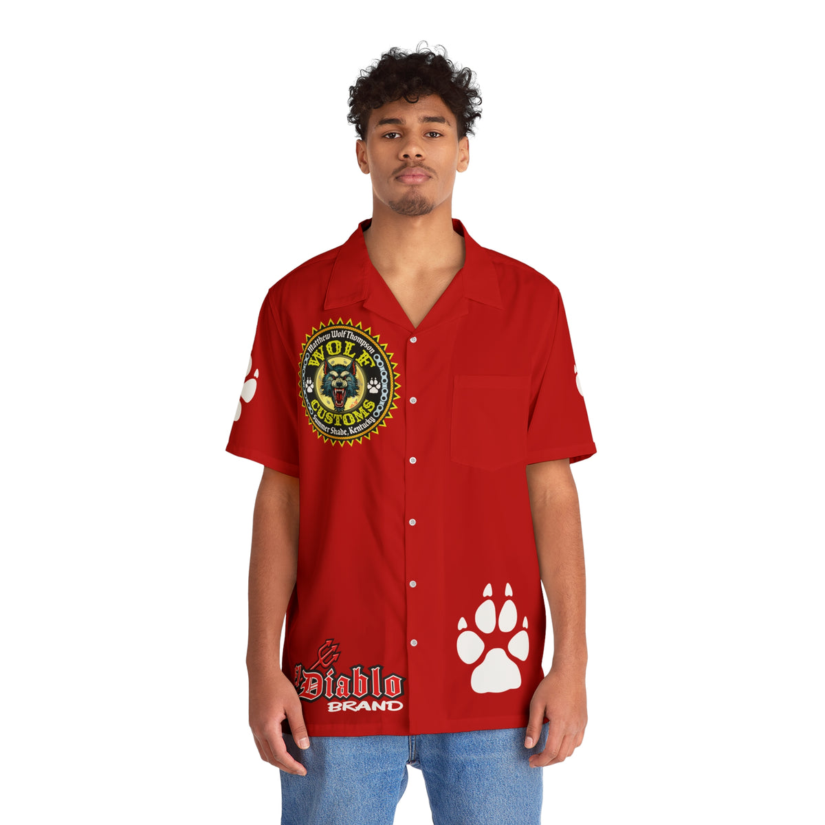 Big Bopper MWT Wolf Customs Motorcycle Hawaiian Shirt -  For Big Boys to Size 5XL