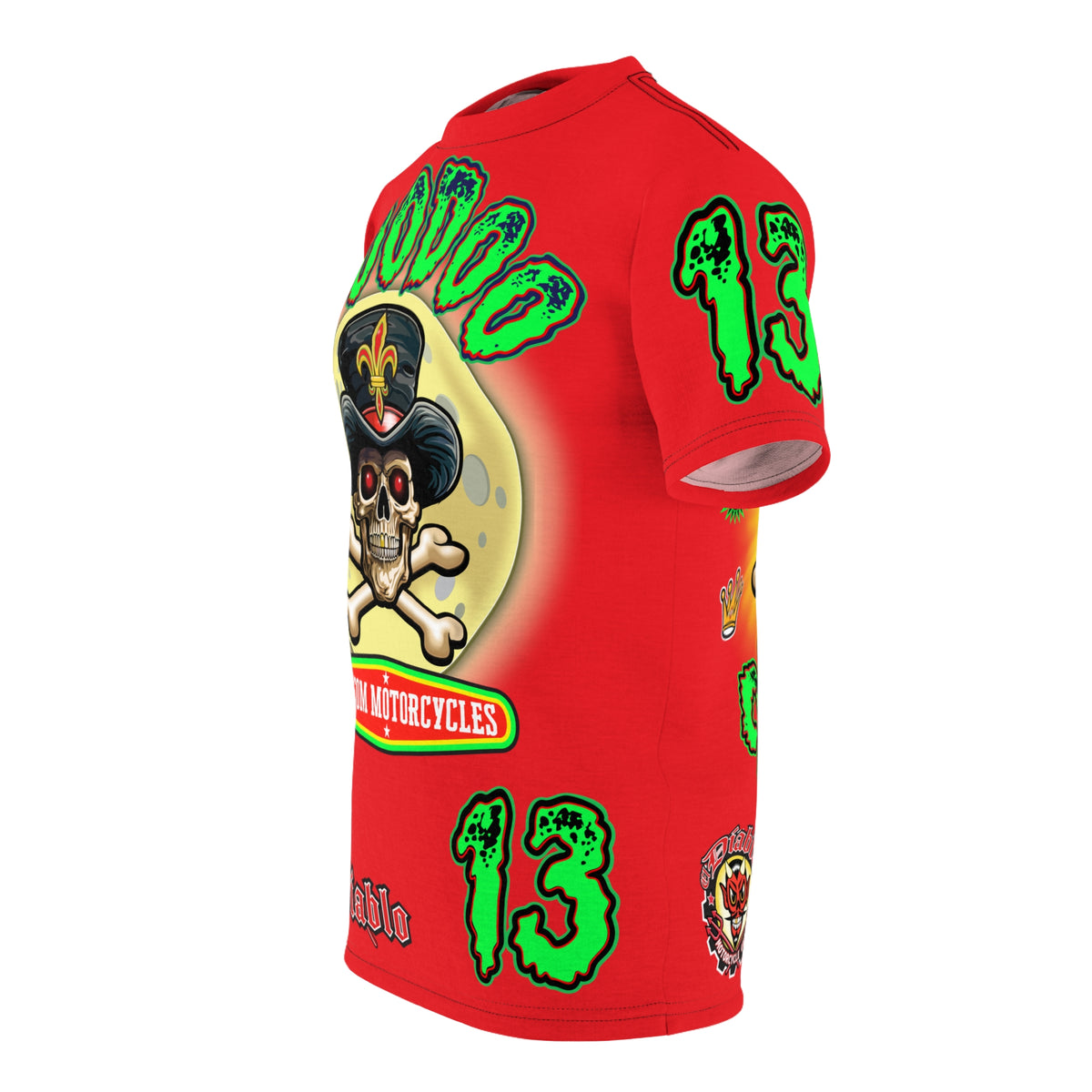 Voodoo Motorcycles HiViz Red Rider Super Tee, Unique Graphic Tee, Custom HiViz Apparel