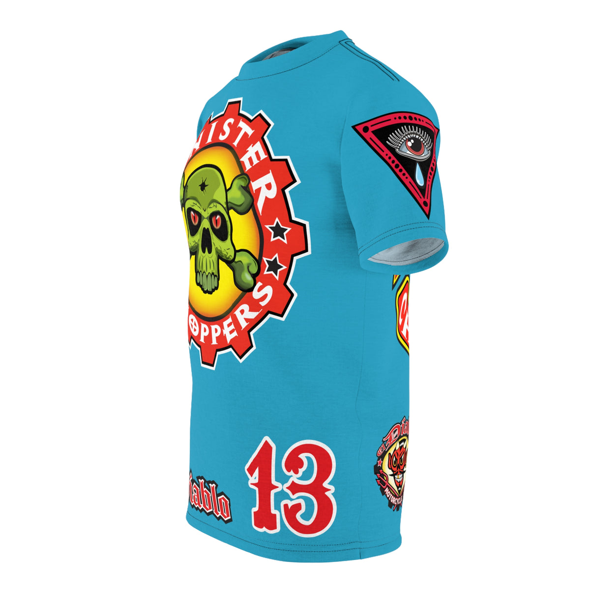 Sinister Choppers Electric Blue Custom Designed HiViz Super Tee
