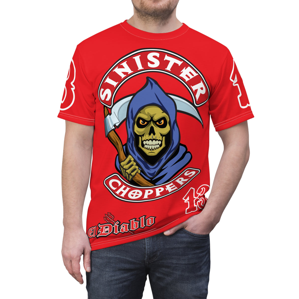Sinister Choppers Grimm Reaper HiViz Super Tee - Unisex Skull Design for Bikers