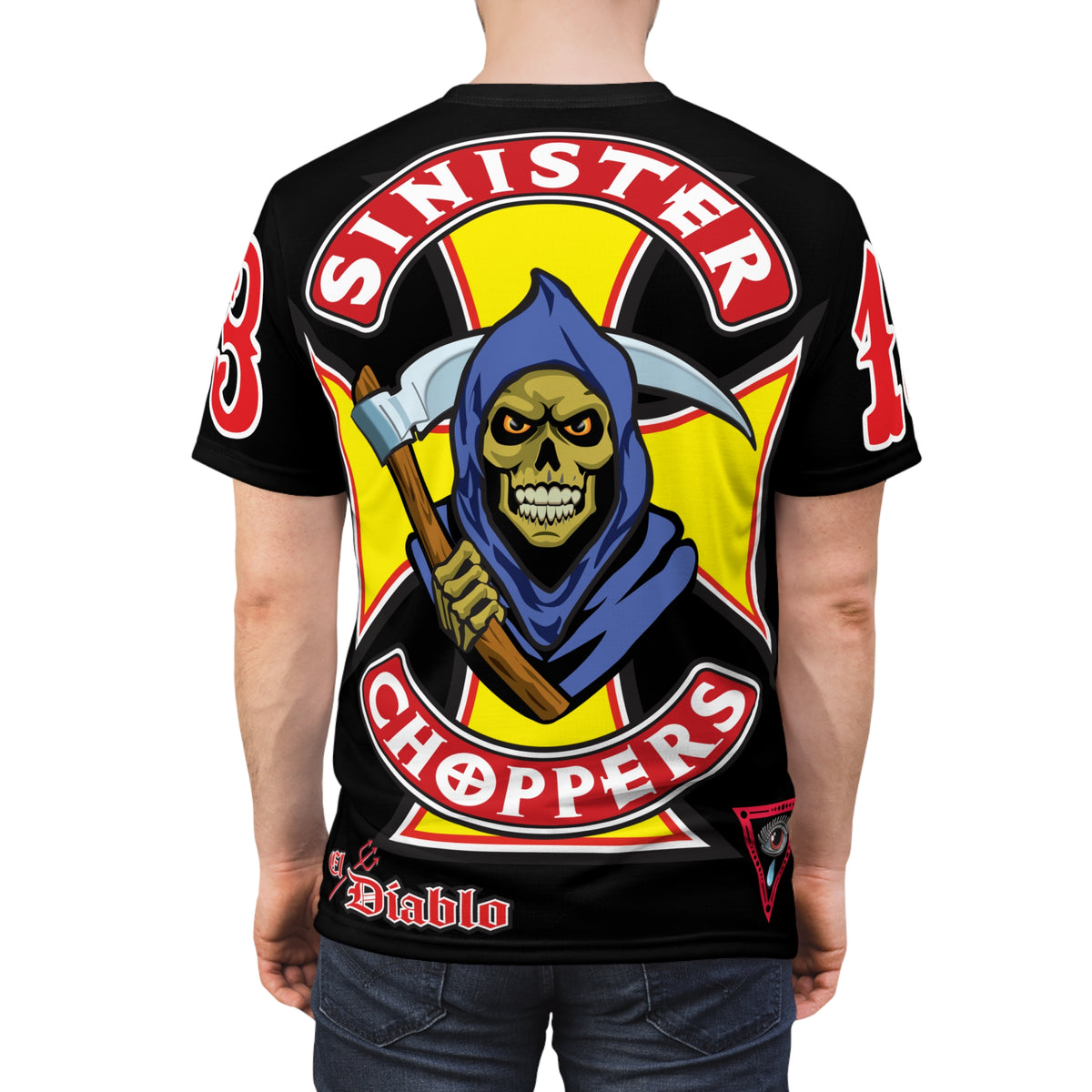 Sinister Choppers Reaper HiViz Super Tee - Unisex Skull Design for Bikers