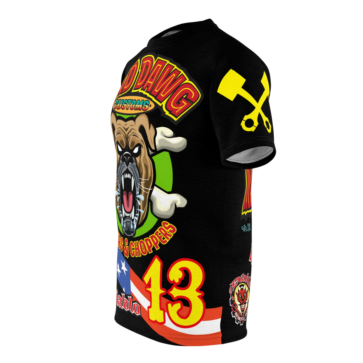 Mad Dawg Customs HiViz Americana - Motorcycle Riders Super Tee