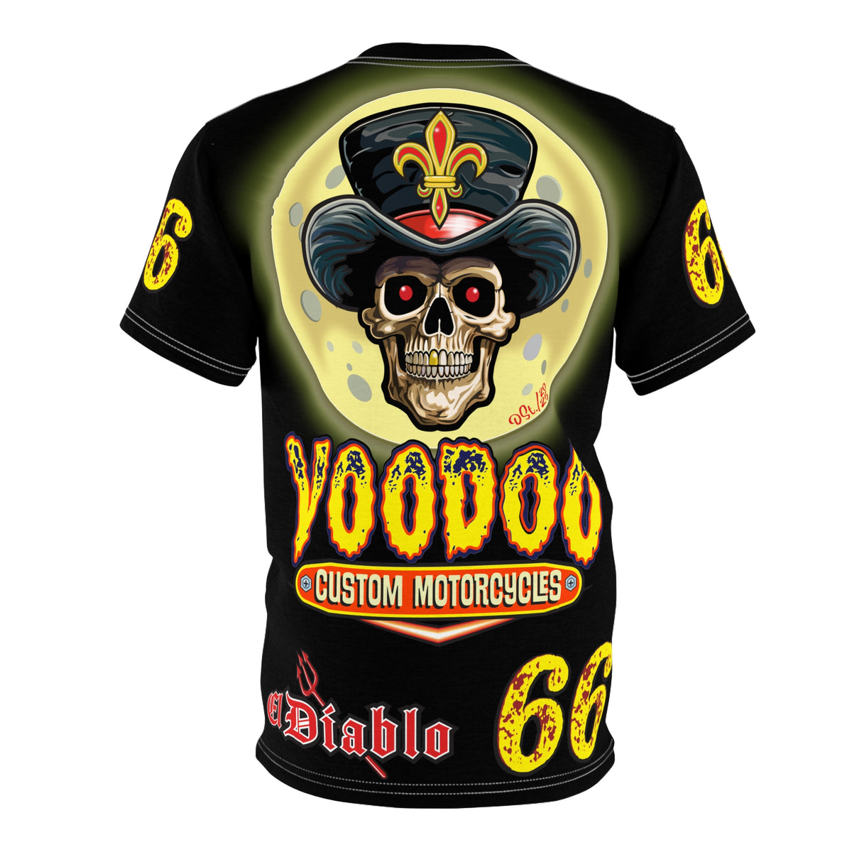 Voodoo Custom Motorcycles Black Magic HiViz Tee, Edgy Graphic Biker Shirt