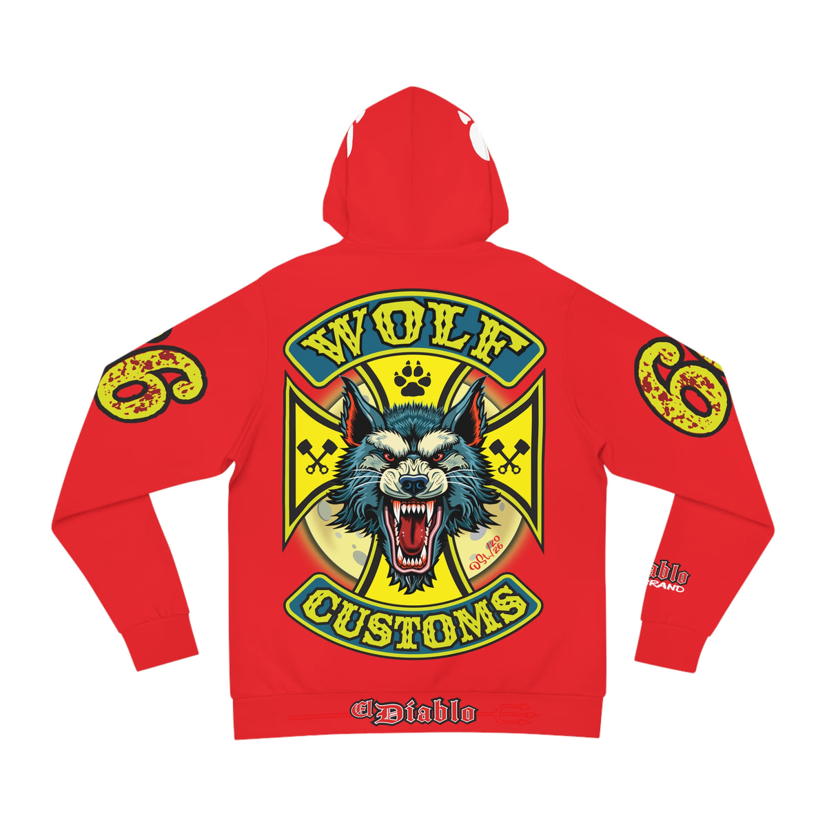 HoodZ Wolf Customs Motorcycle Hoodie — Vintage Biker Graphic Hooded Sweatshirt