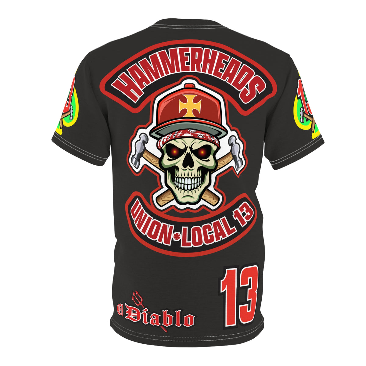 Very Special Hammerheads Union Local 13 - GIANT GRAPHICS !!!!!! - Custom  Motorcycle Riding Tee Shirt _ Super Comfort and Fit