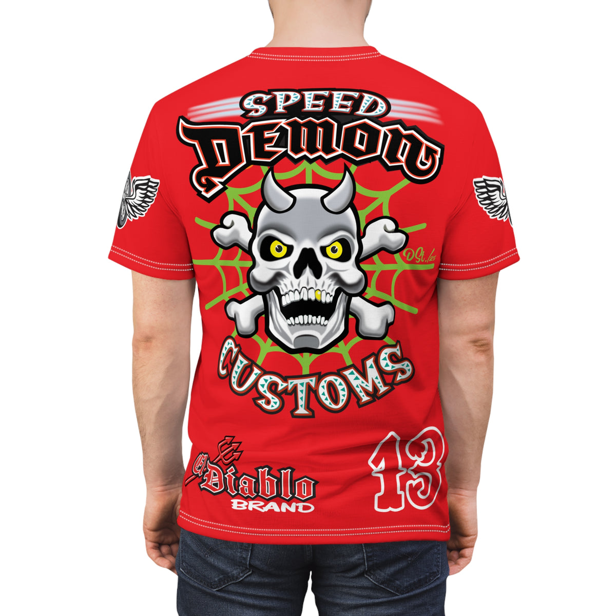 SRT Speed Demon Customs Spectacular  Super Riding Tee - Devilishly Demented Bold Biker Design