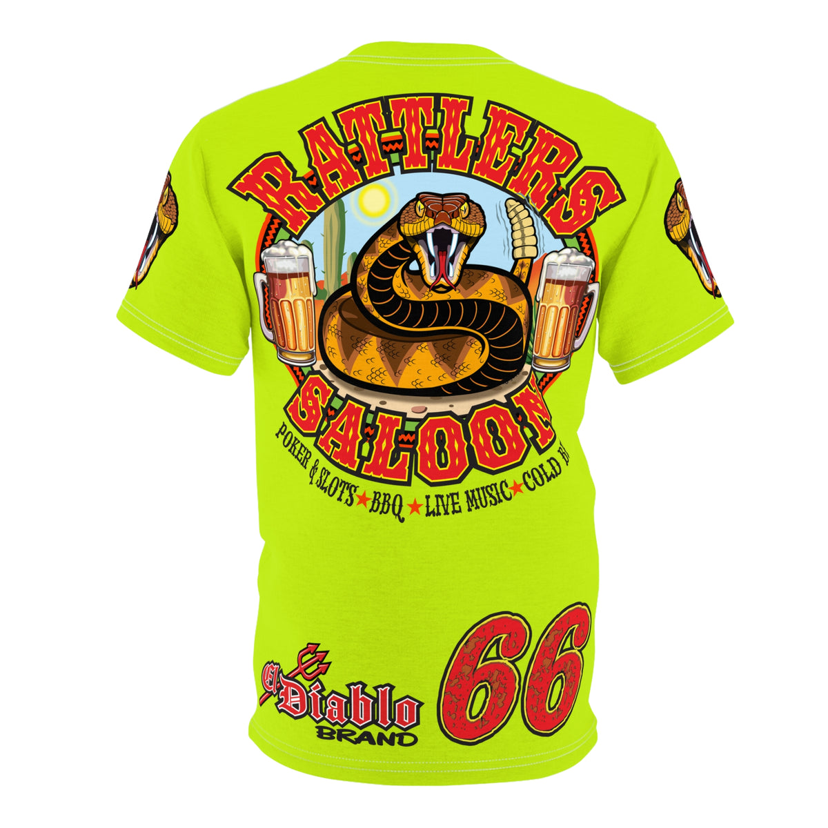 VERY Special Rattlers Saloon  BADAZZ HIVIZ SUPER TEE — Vintage Biker 66 Graphic Shirt