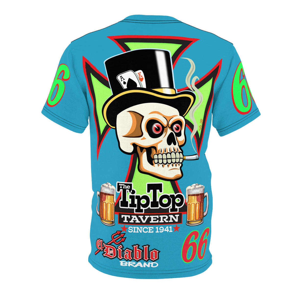 Tip Top Tavern Dive Bar Super Tee - Special Edition Electric Blue + XL Graphics - America's Best Dive Bar - Bikes Beers Babes & Bros. - Biker Bar Tee