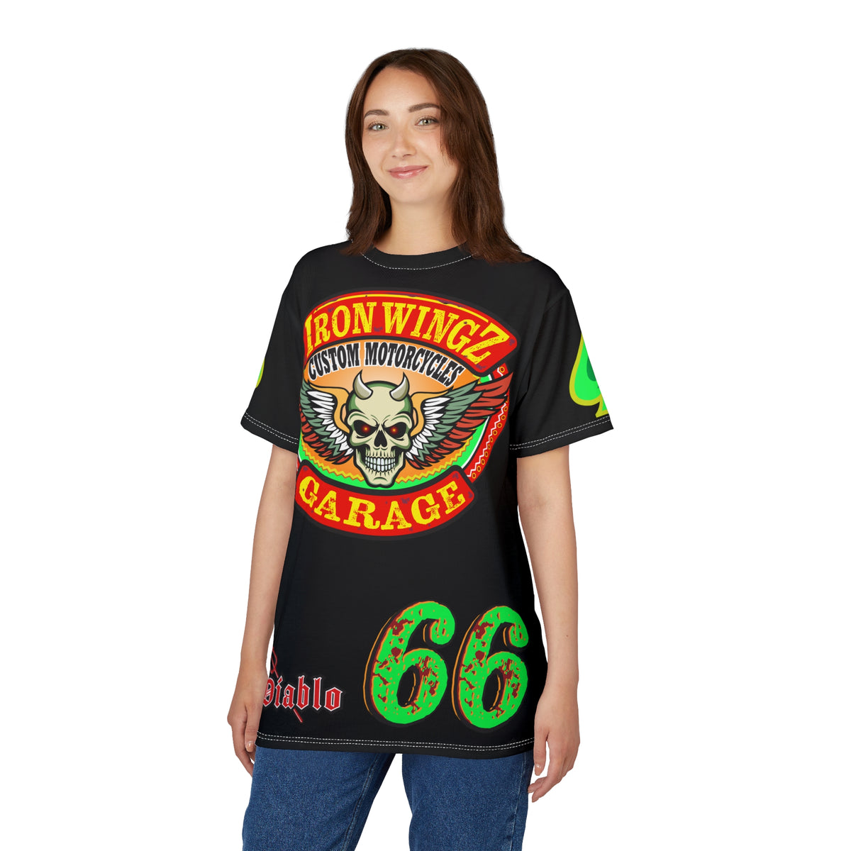 Iron Wingz Custom Motorcycle Unisex Super Tee - Bold Graphic Tee for Bikers