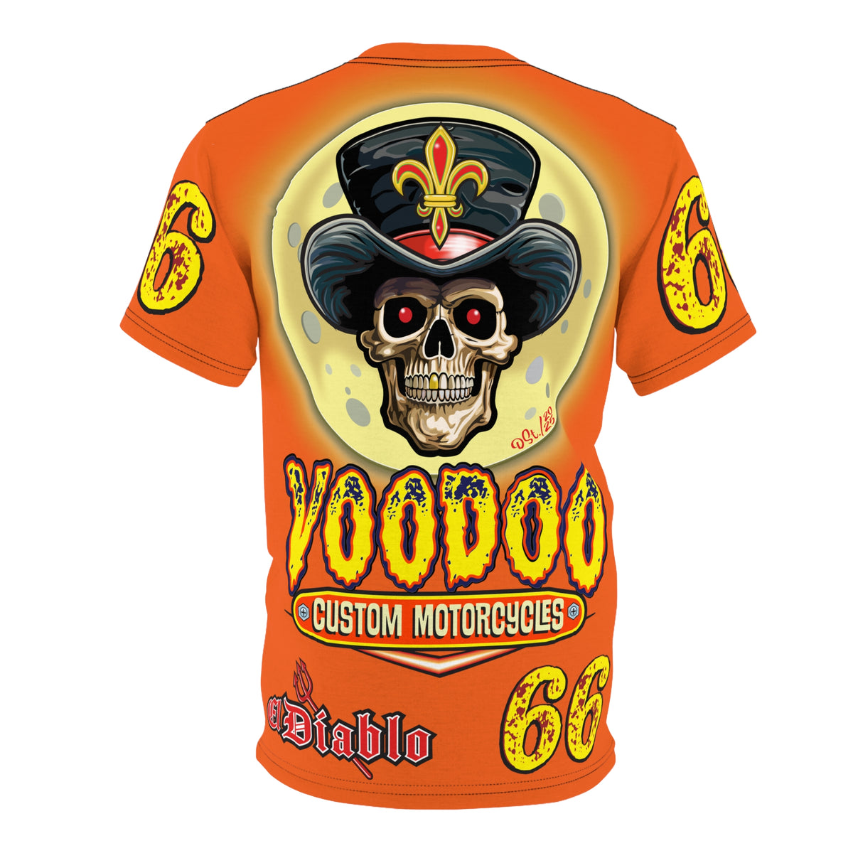 Voodoo Custom Motorcycles Unisex HiViz Tee, Edgy Graphic Shirt, Motorcycle Apparel, Skull T-Shirt, Perfect for Bikers