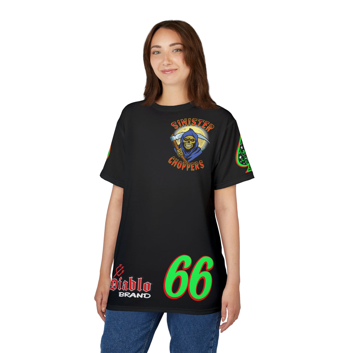 SRT Sinister Choppers Reaper Super Tee - Gothic Graphic T-Shirt for Motorcycle Riders
