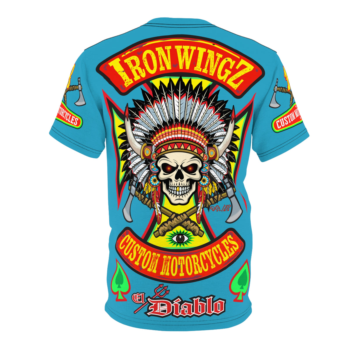 Iron WingZ Customs HiViz High Performance Electric Blue Motorcycle Riding Super Tee
