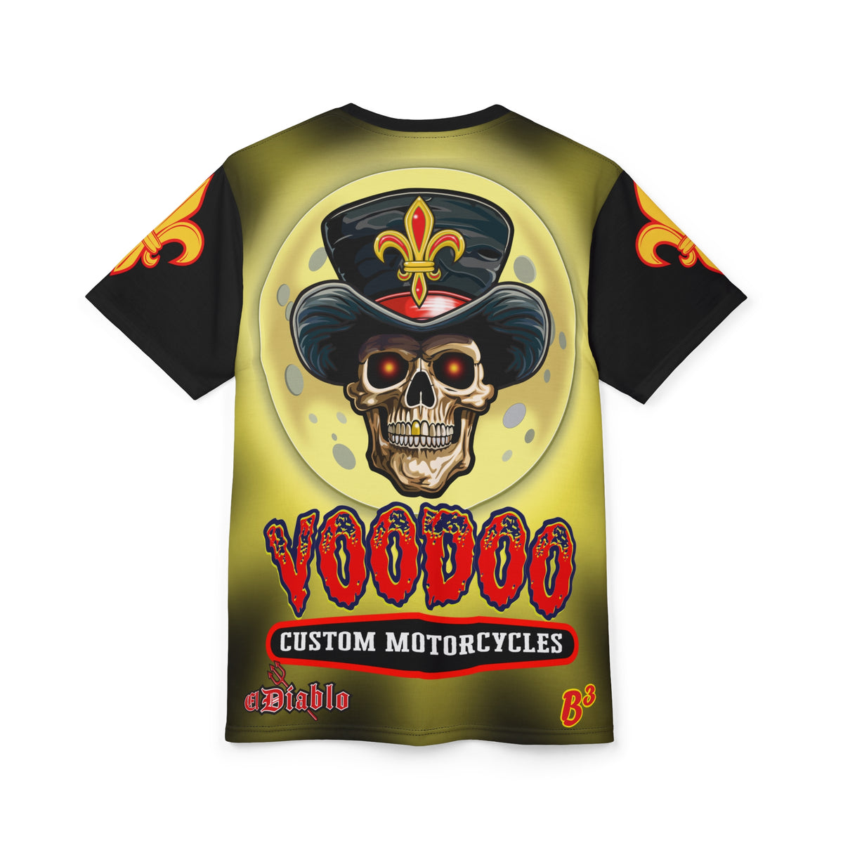 VooDoo Customs Tie Dye Black & Yelo Blast HiViz Super Tee for Harley Riders