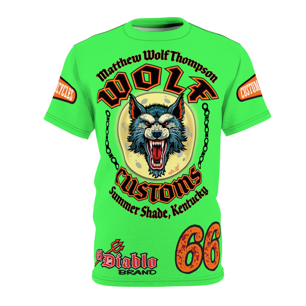 Very Special MWT Wolf Custom Motorcycles HiViZ Super Tee — Viciously Cool High Performance Motorcycle Riding Shirt