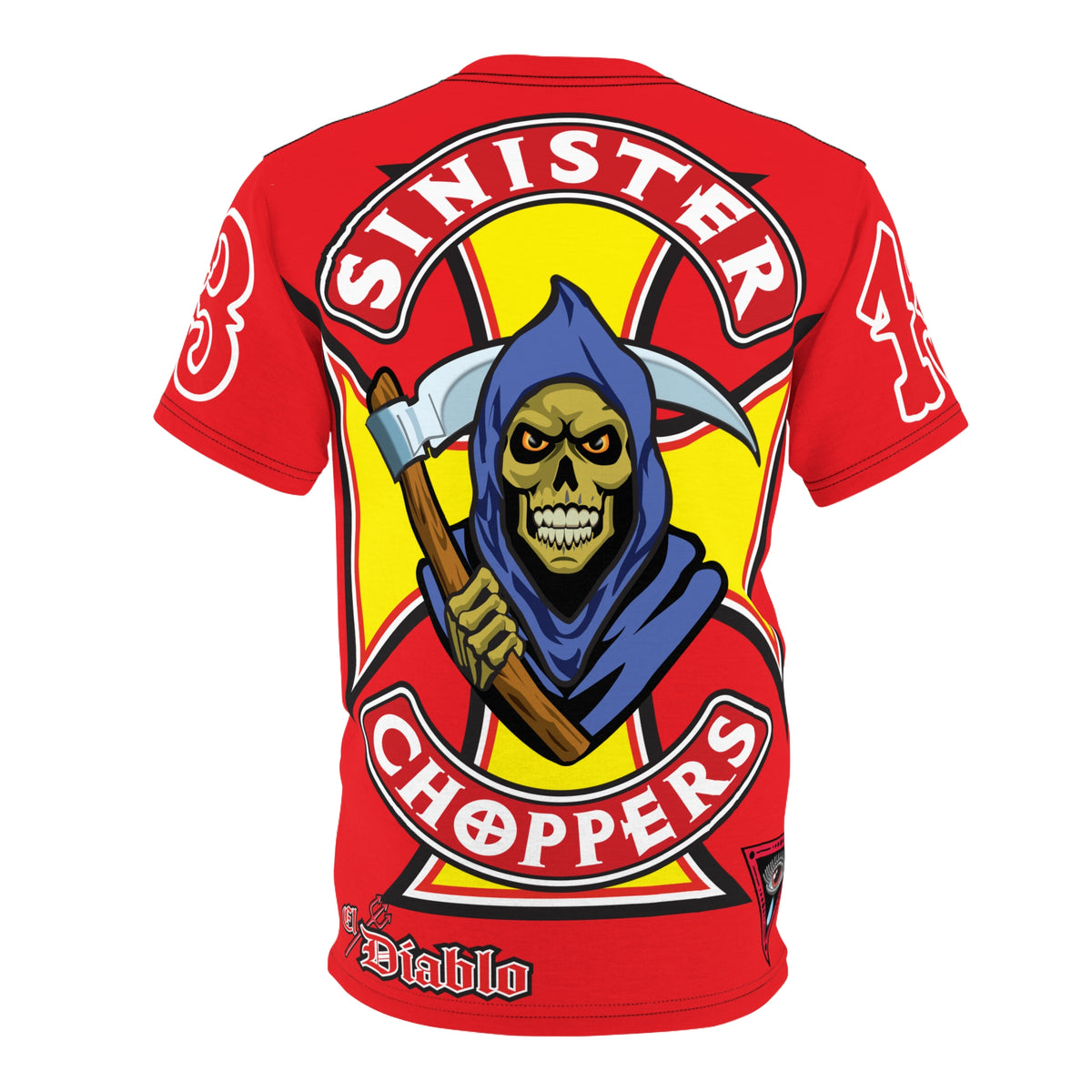 Sinister Choppers Reaper HiViz Super Tee - Unisex Skull Design for Bikers