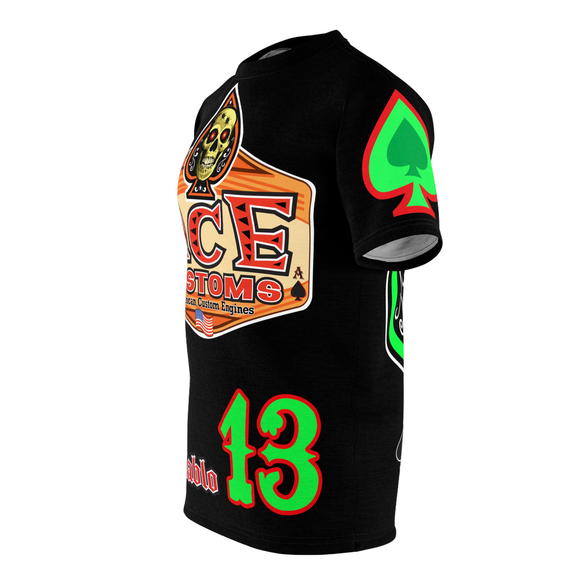 American Custom Engines ACE - Special Lumina Green  Ace of Spades Death Card High visibility Graphics
