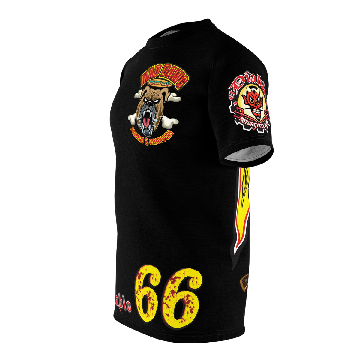 Mad Dawg Custom Bobbers & Choppers Highest Quality HiViz Motorcycle Riding Tee Shirt