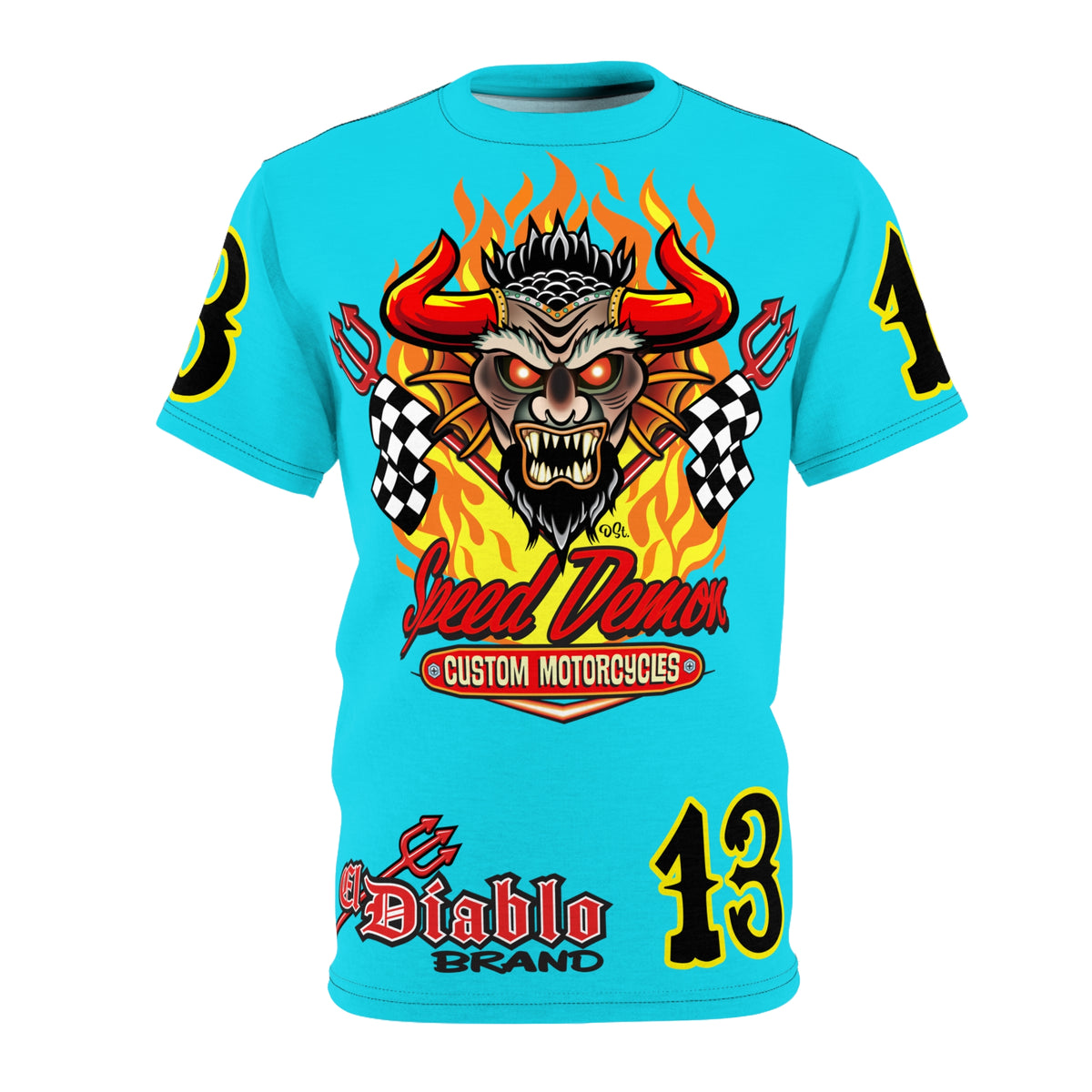 Speed Demon Customs Ice Blue Super Tee — Extreme Edgy Graphics - Bad Attitude Custom Biker Riding Gear