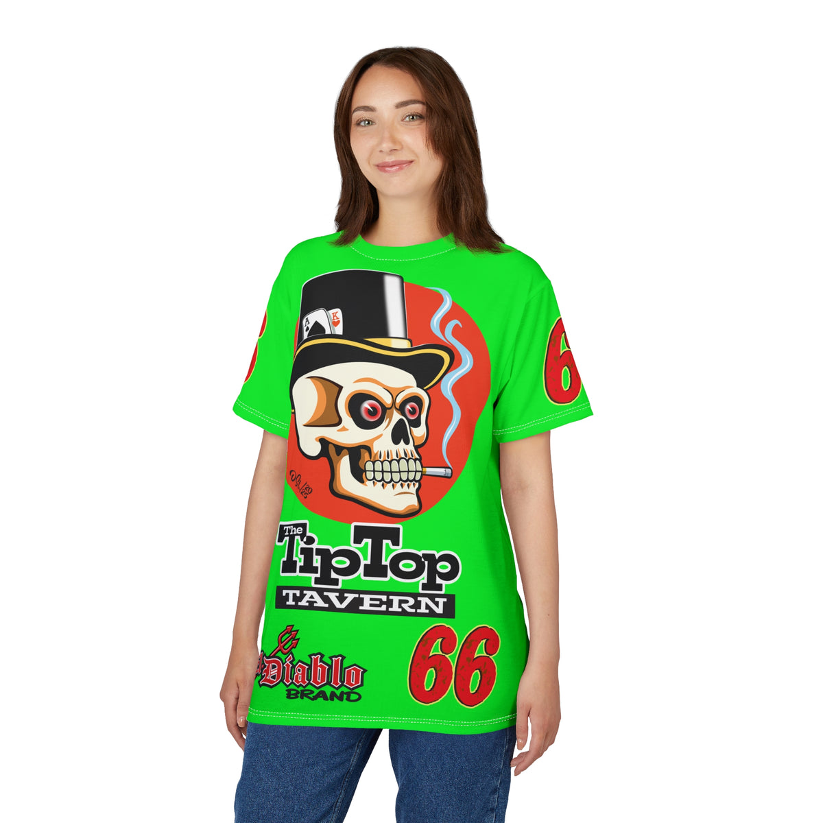 VERY SPECIAL Tip Top Tavern Dive Bar -HiViZ Lumina Green Super Riding Tee (*Limited Edition) - Florida's Best Dive Bar, Bikes Beers Babes & Bros. - Honouring Biker Bars