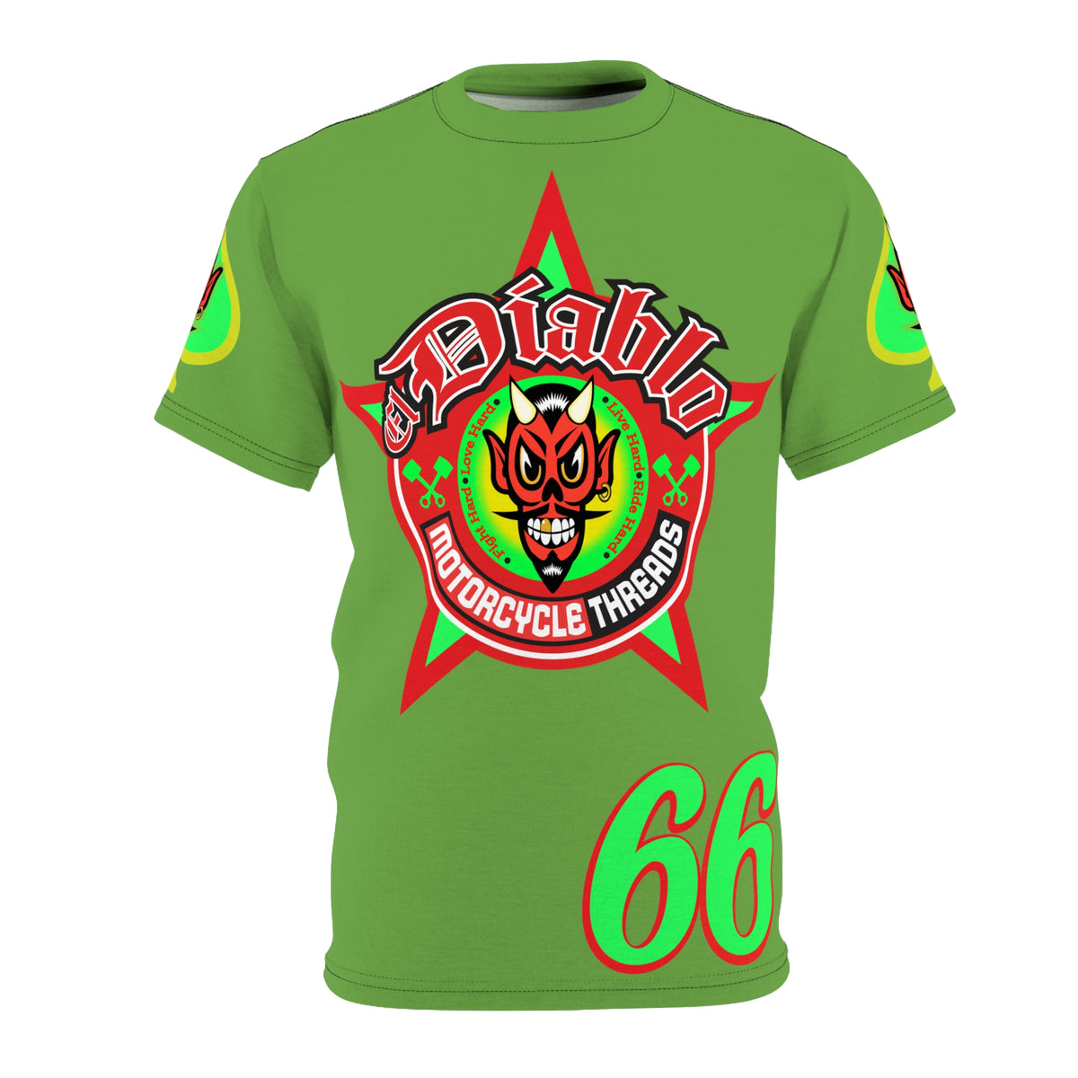 El Diablo Motorcycle Threads - HiViz Color - Edgy Super Tee for Biker Enthusiasts