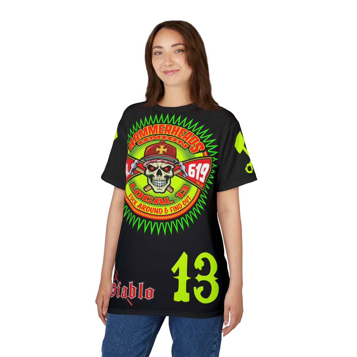 Hammerheads Union Local 13 -  SoCal 619 Special Edition - Custom HiViz Motorcycle Riding Tee Shirt _ Super Comfort and Fit