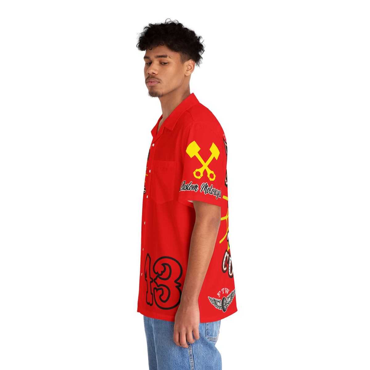 Big Bopper Speed Demon Men's Hawaiian Shirt - Big Man's Custom Riding Shirt - Sizes to 5XL