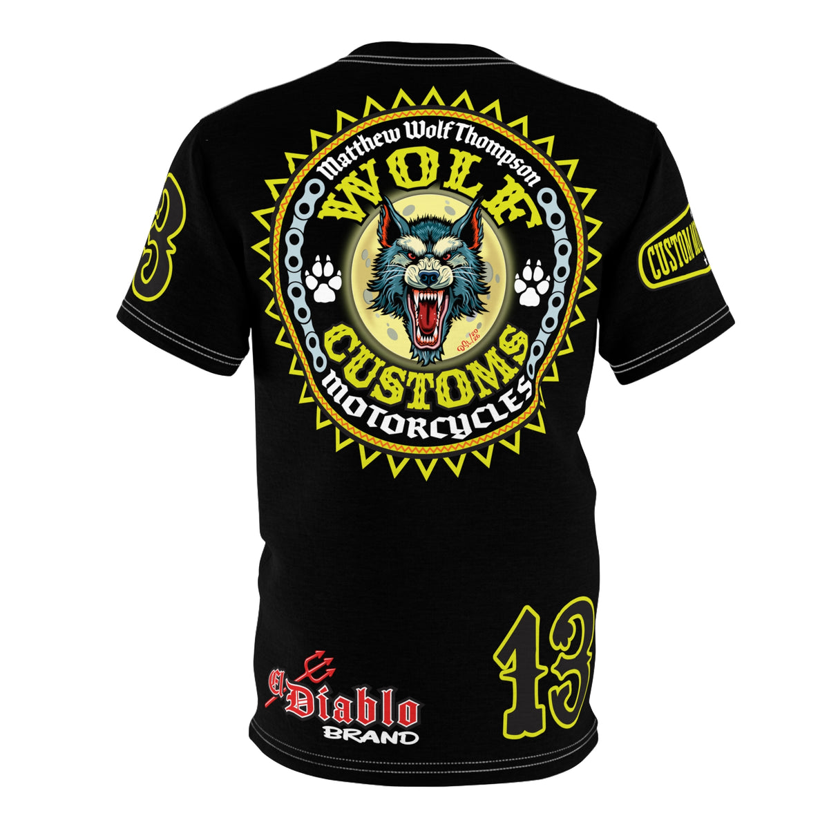 SRT MWT Wolf Customs 13 Black Graphic Super Riding Tee — Retro Motorcycle Club Shirt, The Best Biker Riding Tee EVER !!!