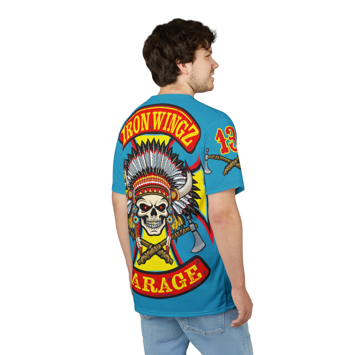 Iron Wingz Garage HiViZ Motorcycle Rider Super Tee_ X large HiViz Back Graphic - (Limited Edition)