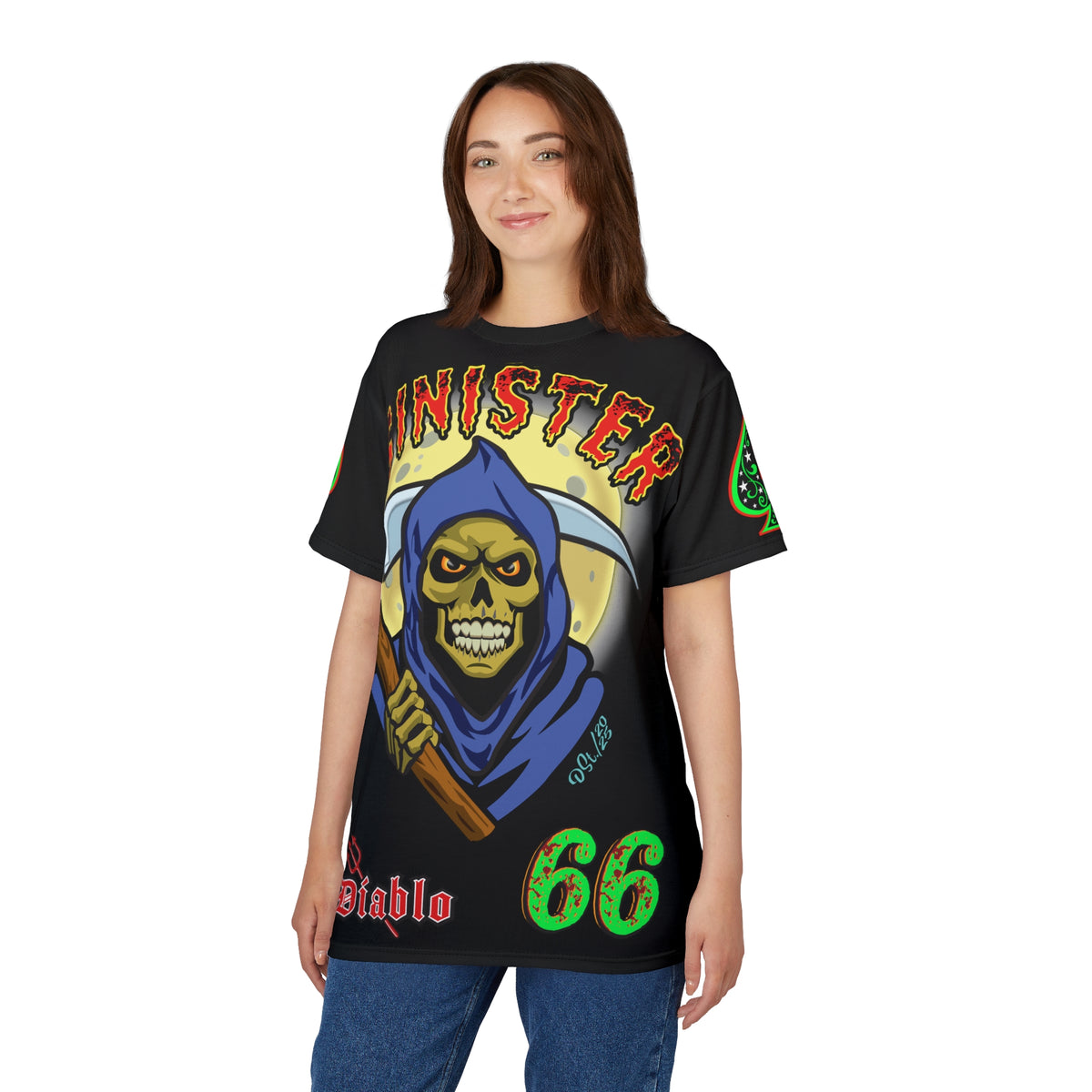 Sinister Choppers Reaper Super Tee - Gothic Graphic T-Shirt for Motorcycle Riders