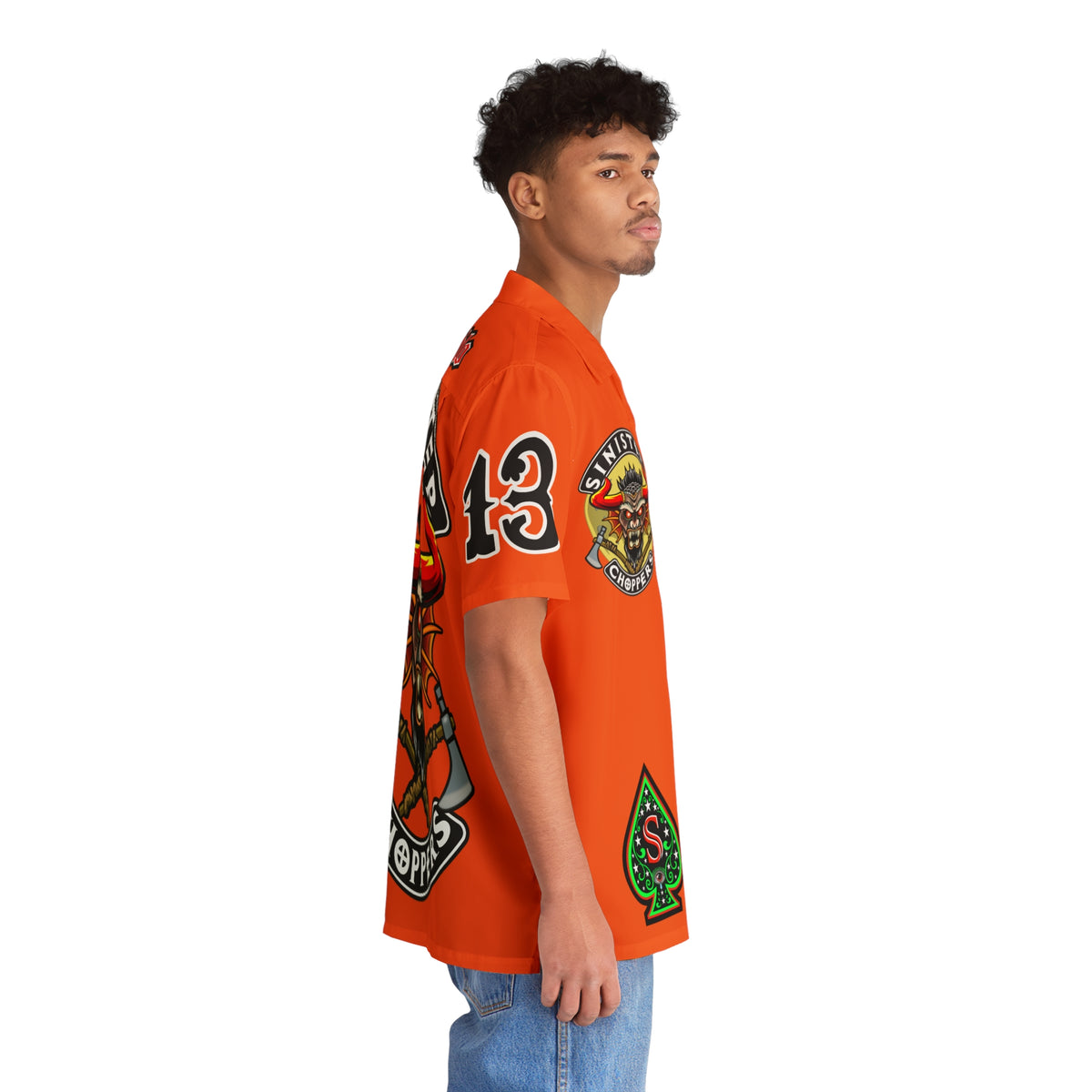Big Bopper Sinister Choppers - Men's Hawaiian Shirt - Loose, Comfortable Button Up Shirt for Easy Breezy Riding - Sizes to 5XL