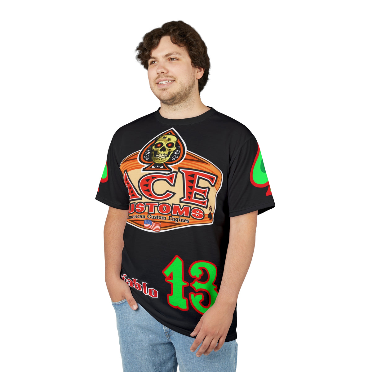 American Custom Engines ACE - Special Lumina Green  Ace of Spades Death Card High visibility Graphics