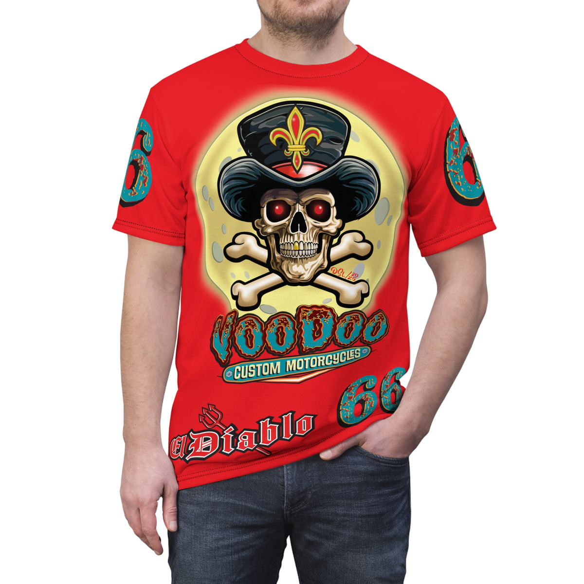 Voodoo Custom Motorcycles  Unisex HiViz Tee, Edgy Graphic Shirt, Motorcycle Apparel, Skull T-Shirt, Perfect for Bikers
