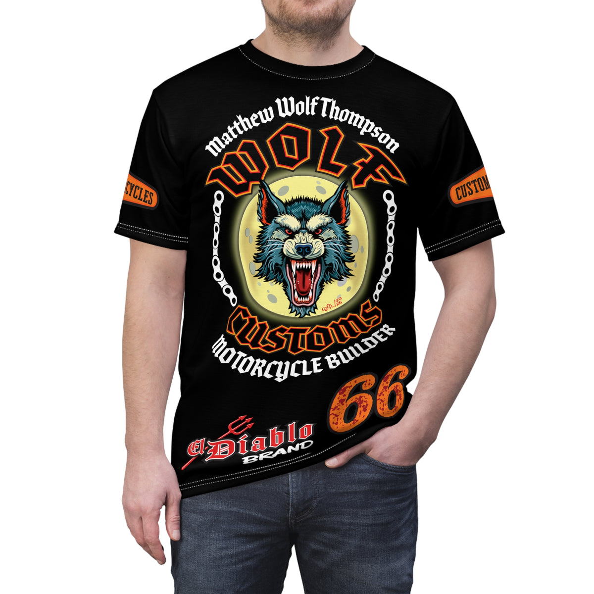 MWT Wolf Custom Motorcycles Super Tee — Viciously Cool High Performance Motorcycle Riding Shirt