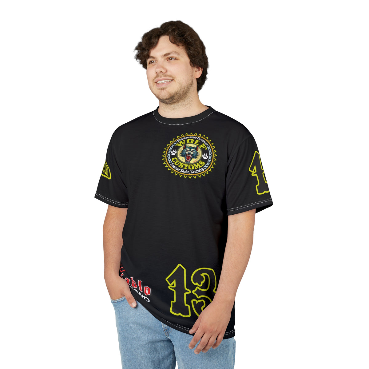 SRT MWT Wolf Customs 13 Black Graphic Super Riding Tee — Retro Motorcycle Club Shirt, The Best Biker Riding Tee EVER !!!