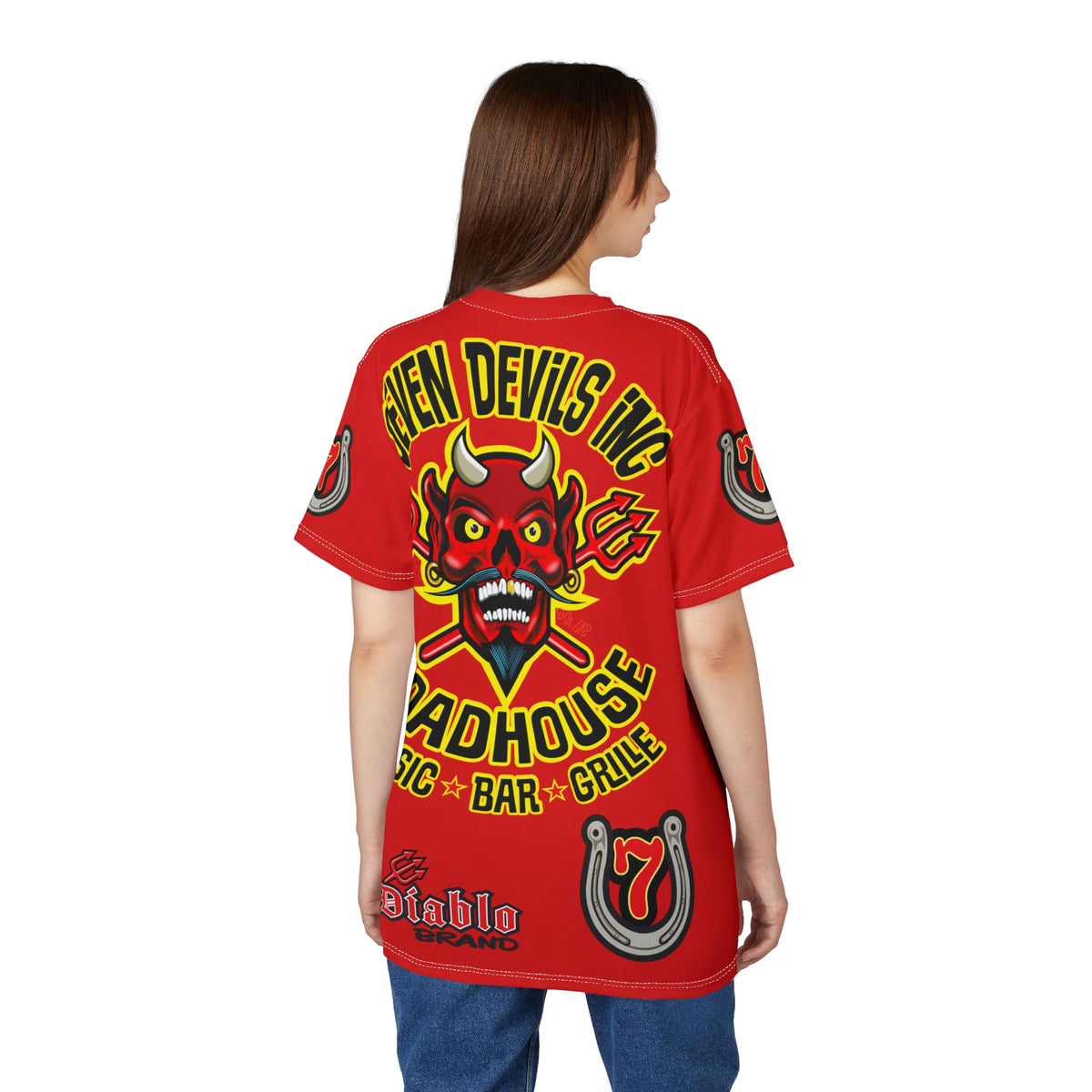 Seven Devils Road House (BLACK STAR HIVIZ LIMITED EDITION) Custom Super Riding Tee - Retro Devil Style Graphic Style